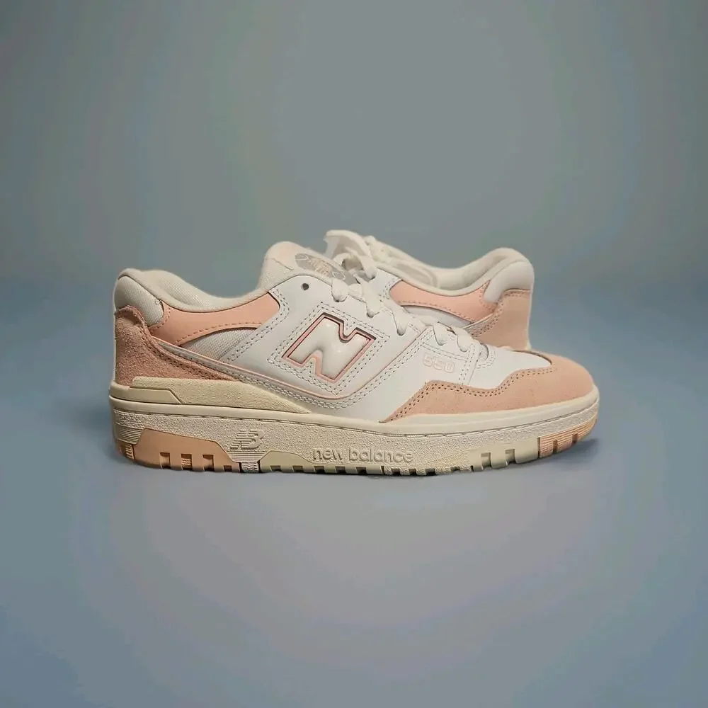 New Balance Girls White Pink Lace-Up Sneakers UK 5 EU 38 US 5.5